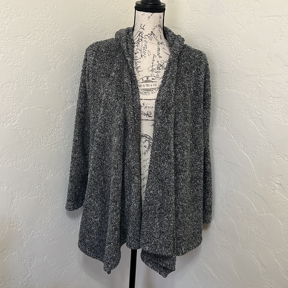 COMO BLU Cárdigan With Hoodie Open Front Gray Size P/S